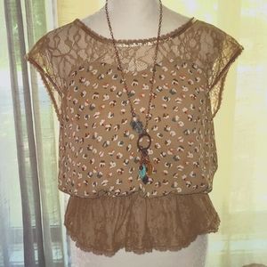 🌾ANTHROPOLOGIE HAZEL LACE PEPLUM TOP, SZ SMALL